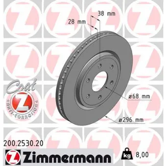 Jeu de 2 disques de frein avant ZIMMERMANN OEM 36-15 521 0033