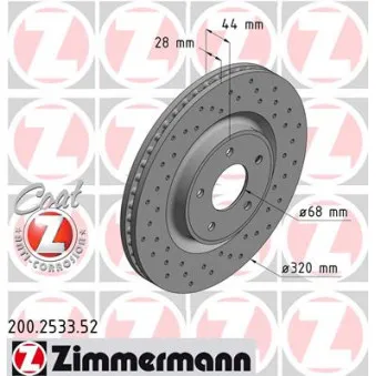 Jeu de 2 disques de frein avant ZIMMERMANN OEM J3301016
