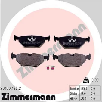 Jeu de 4 plaquettes de frein arrière ZIMMERMANN OEM 34211161456