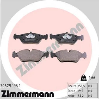 Jeu de 4 plaquettes de frein avant ZIMMERMANN OEM 34111159416