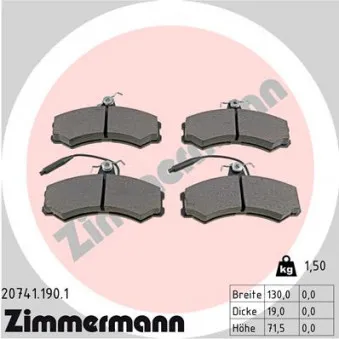 Jeu de 4 plaquettes de frein avant ZIMMERMANN OEM 9940092