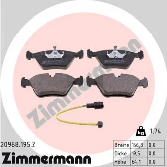 Jeu de 4 plaquettes de frein avant ZIMMERMANN OEM 34211160708