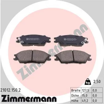 ZIMMERMANN 21012.150.2 - Jeu de 4 plaquettes de frein avant