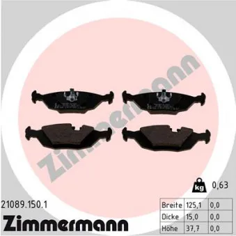 ZIMMERMANN 21089.150.1 - Jeu de 4 plaquettes de frein arrière