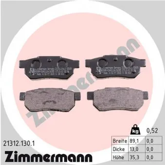 Jeu de 4 plaquettes de frein arrière ZIMMERMANN 21312.130.1