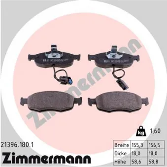 Jeu de 4 plaquettes de frein avant ZIMMERMANN OEM 1130758