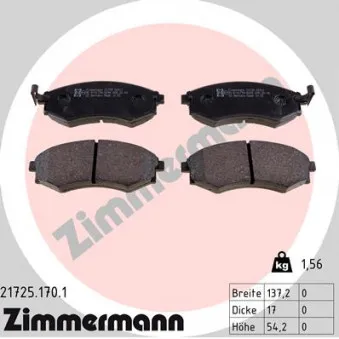 Jeu de 4 plaquettes de frein avant ZIMMERMANN OEM 5810117A00