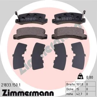 ZIMMERMANN 21833.150.1 - Jeu de 4 plaquettes de frein arrière