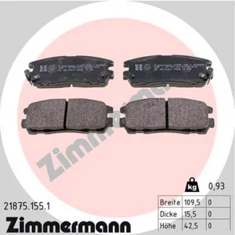 Jeu de 4 plaquettes de frein arrière ZIMMERMANN OEM 1605851