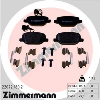 ZIMMERMANN 22072.180.2 - Jeu de 4 plaquettes de frein arrière