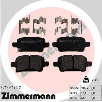 Jeu de 4 plaquettes de frein arrière ZIMMERMANN 22129.170.2