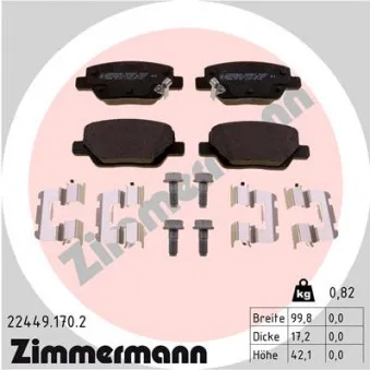 Jeu de 4 plaquettes de frein arrière ZIMMERMANN 22449.170.2