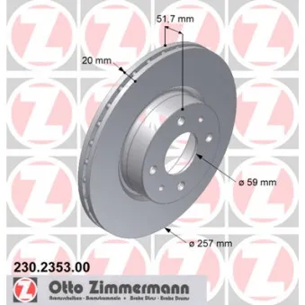 ZIMMERMANN 230.2353.00 - Jeu de 2 disques de frein avant