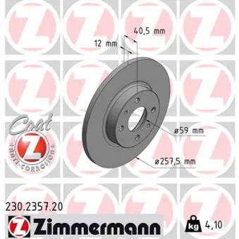 Jeu de 2 disques de frein avant ZIMMERMANN 230.2357.20