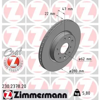 Jeu de 2 disques de frein avant ZIMMERMANN OEM BDR2367.20