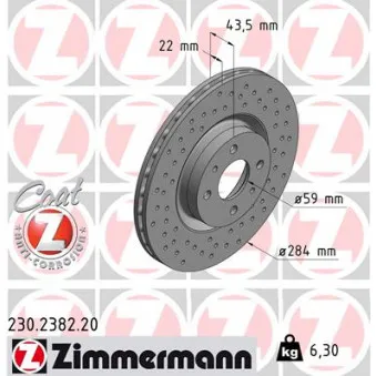 ZIMMERMANN 230.2382.20 - Jeu de 2 disques de frein avant