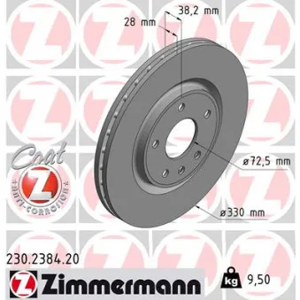 ZIMMERMANN 230.2384.20 - Jeu de 2 disques de frein avant