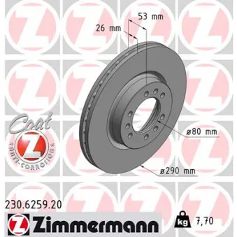 ZIMMERMANN 230.6259.20 - Jeu de 2 disques de frein avant