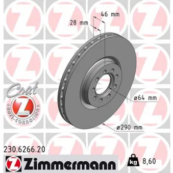 Jeu de 2 disques de frein avant ZIMMERMANN OEM 2996121