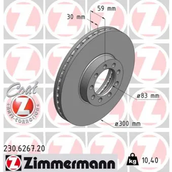 Jeu de 2 disques de frein avant ZIMMERMANN 230.6267.20