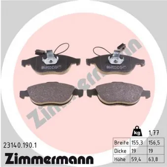Jeu de 4 plaquettes de frein avant ZIMMERMANN OEM 9947936