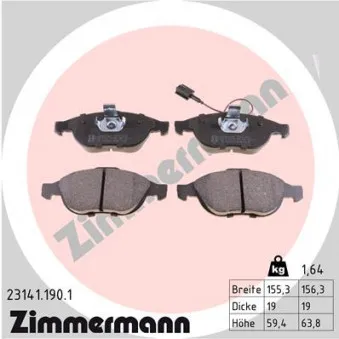 Jeu de 4 plaquettes de frein avant ZIMMERMANN OEM 9948887