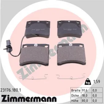 Jeu de 4 plaquettes de frein avant ZIMMERMANN OEM 7D0698151H