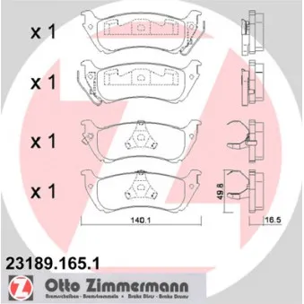 ZIMMERMANN 23189.165.1 - Jeu de 4 plaquettes de frein arrière