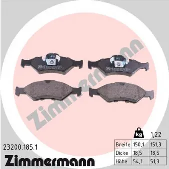 Jeu de 4 plaquettes de frein avant ZIMMERMANN OEM 1130715