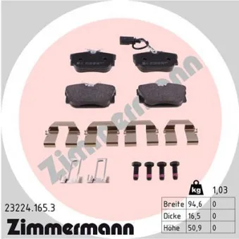 ZIMMERMANN 23224.165.3 - Jeu de 4 plaquettes de frein arrière