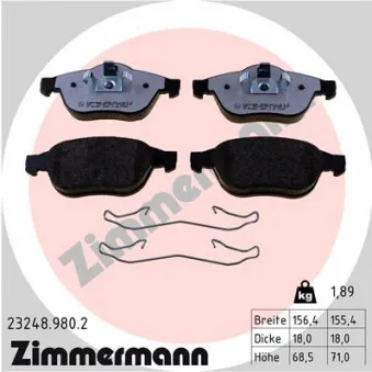 Jeu de 4 plaquettes de frein avant ZIMMERMANN OEM 7701209810
