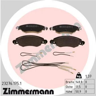 Jeu de 4 plaquettes de frein avant ZIMMERMANN OEM 425214