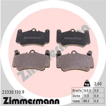 Jeu de 4 plaquettes de frein avant ZIMMERMANN OEM 99635194911