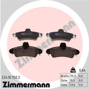 ZIMMERMANN 23410.150.2 - Jeu de 4 plaquettes de frein arrière