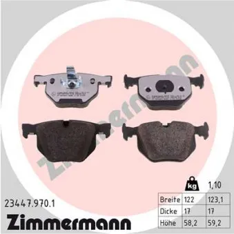 Jeu de 4 plaquettes de frein arrière ZIMMERMANN OEM 34216753850