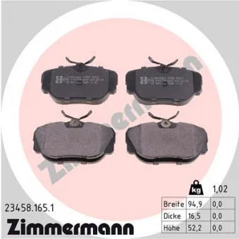 Jeu de 4 plaquettes de frein arrière ZIMMERMANN OEM SFP100470