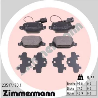 ZIMMERMANN 23517.170.1 - Jeu de 4 plaquettes de frein arrière