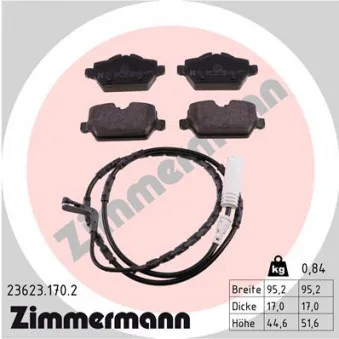 Jeu de 4 plaquettes de frein arrière ZIMMERMANN OEM 34216767146