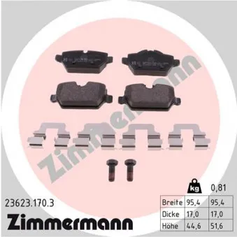 Jeu de 4 plaquettes de frein arrière ZIMMERMANN OEM V20-8125-1