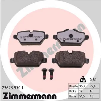 Jeu de 4 plaquettes de frein arrière ZIMMERMANN OEM BSG 15-200-019