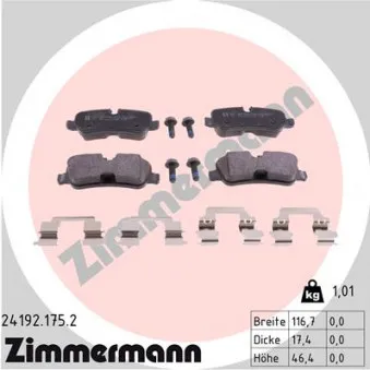 Jeu de 4 plaquettes de frein arrière ZIMMERMANN OEM LR019627