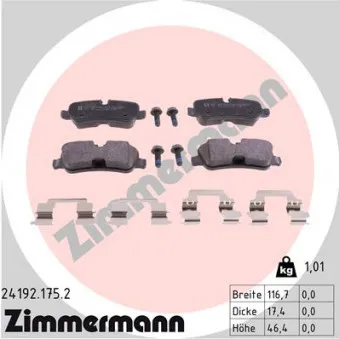 Jeu de 4 plaquettes de frein arrière ZIMMERMANN OEM LR015519