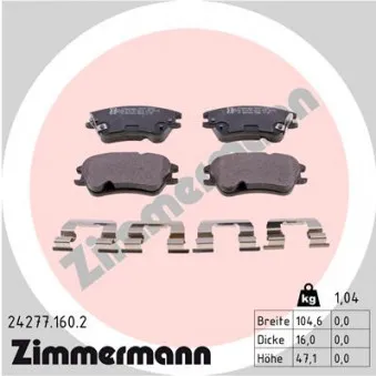 Jeu de 4 plaquettes de frein avant ZIMMERMANN OEM 5810102A10