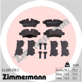 Jeu de 4 plaquettes de frein arrière ZIMMERMANN 24289.170.1
