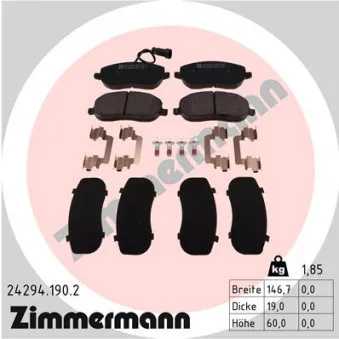 ZIMMERMANN 24294.190.2 - Jeu de 4 plaquettes de frein avant