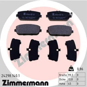 Jeu de 4 plaquettes de frein arrière ZIMMERMANN OEM bpa1190.01