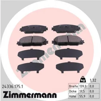 Jeu de 4 plaquettes de frein avant ZIMMERMANN OEM A70-0217
