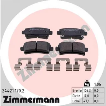 Jeu de 4 plaquettes de frein arrière ZIMMERMANN OEM BSG 65-200-022