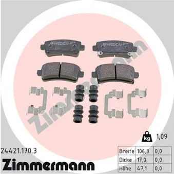 Jeu de 4 plaquettes de frein arrière ZIMMERMANN OEM BSG 65-200-022