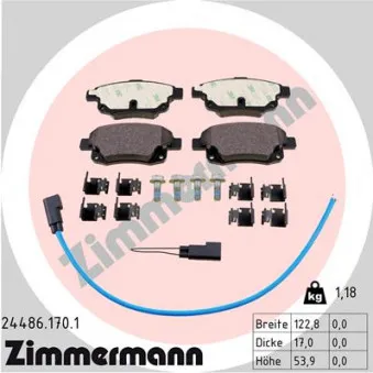 Jeu de 4 plaquettes de frein arrière ZIMMERMANN OEM BPA1252.02